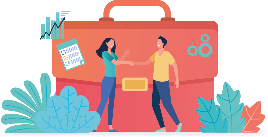 Businesspeople financing or investing money and handshaking flat vector illustration  Cartoon investors taking credit for investments  Partnership, money transaction and business challenge concept